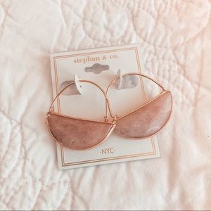 Pink Stone Hoop Earrings